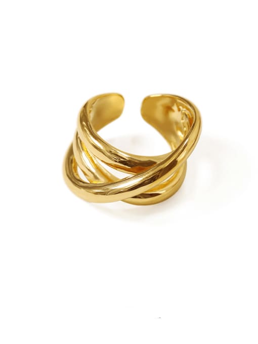 gold Brass Hollow Geometric Minimalist Stackable Ring