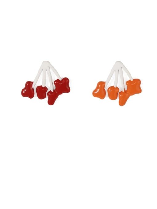 Five Color Alloy Enamel Heart Cute Stud Earring 2