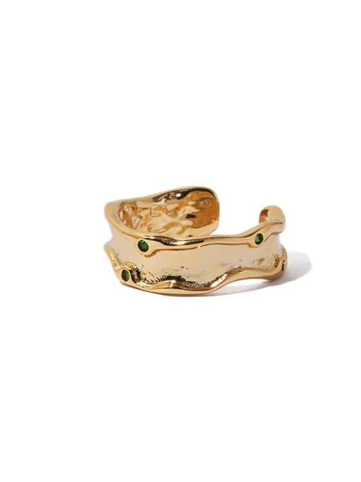 Gold Ring Emerald zircon Brass Cubic Zirconia Irregular Vintage Band Ring