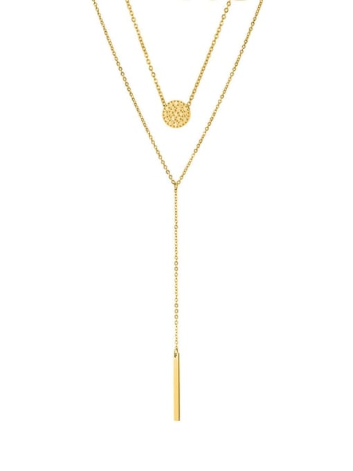 golden Stainless steel Round Dainty Multi Strand Necklace