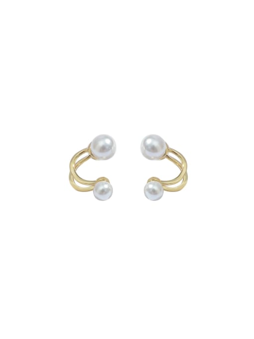 YOUH Brass Imitation Pearl Geometric Trend Stud Earring 0
