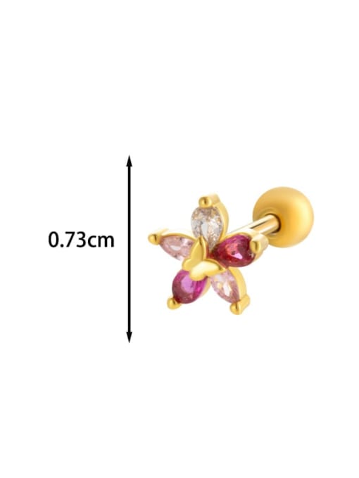 2 #  Gold--Single Brass Cubic Zirconia Heart Bow-Knot Cute Single Earring
