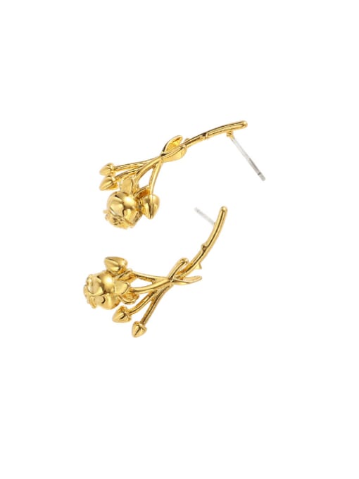 Bouquet earrings Brass Flower Hip Hop Stud Earring