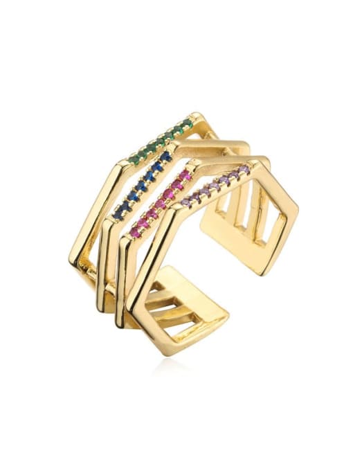 11111 Brass Cubic Zirconia Geometric Luxury Stackable Ring