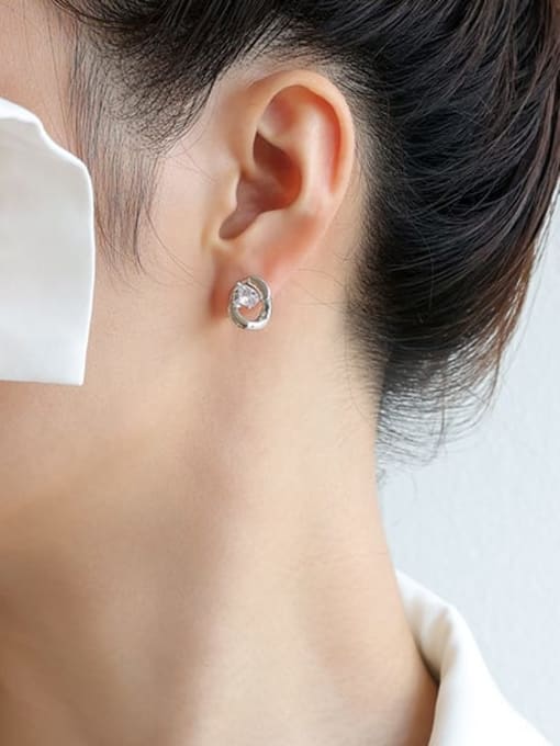 Five Color Brass Cubic Zirconia Geometric Minimalist Stud Earring 1