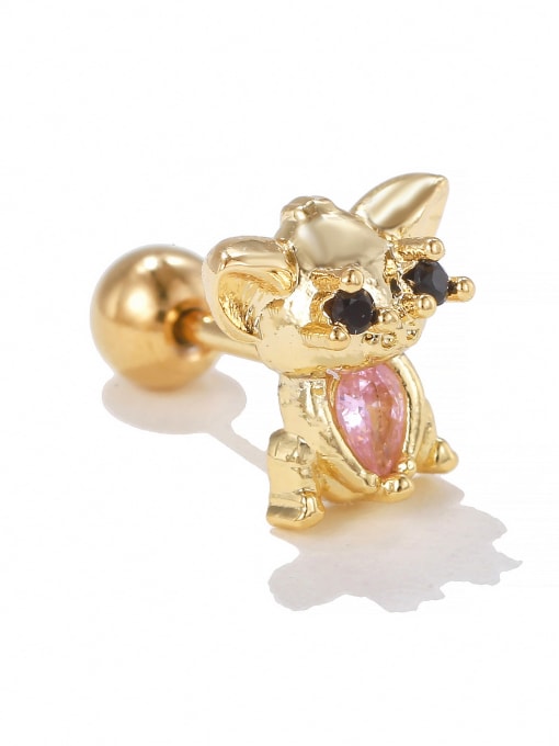 EGD1420 Gold Brass Cubic Zirconia Animal Cute Stud Earring(Single-Only One)