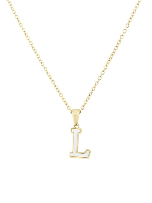 L Steinless steel shell minimalist 26 letter Pendant Necklace