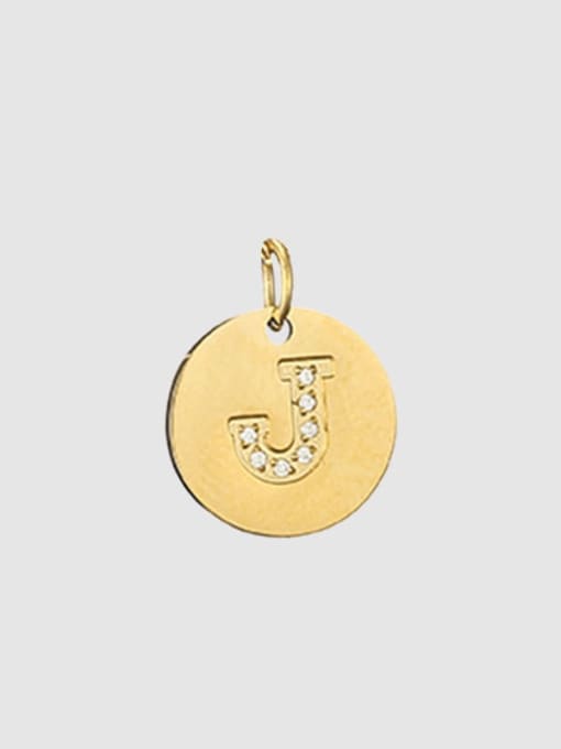 J 14 K gold Titanium 26 Letter Minimalist round pendant Necklace