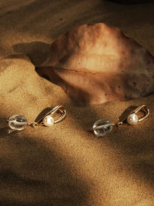 TINGS Brass Freshwater Pearl Water Drop Vintage Huggie Earring 3