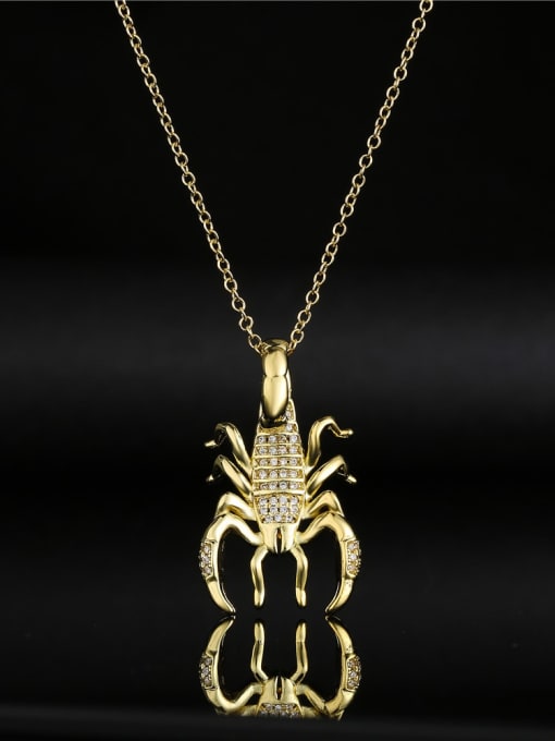 AOG Brass Cubic Zirconia Lizard Vintage Scorpion Pendant Necklace 1