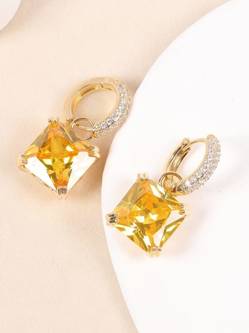 OUOU Brass Cubic Zirconia Geometric Luxury Cluster Earring 2