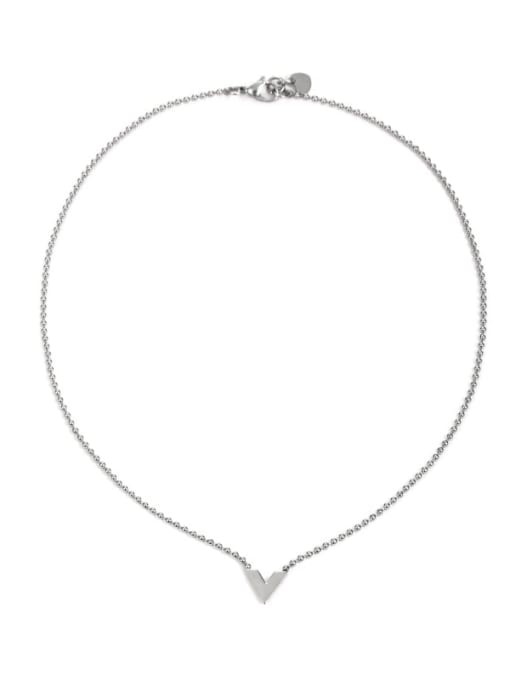TINGS Titanium Steel Letter V-Shaped Minimalist Necklace 0
