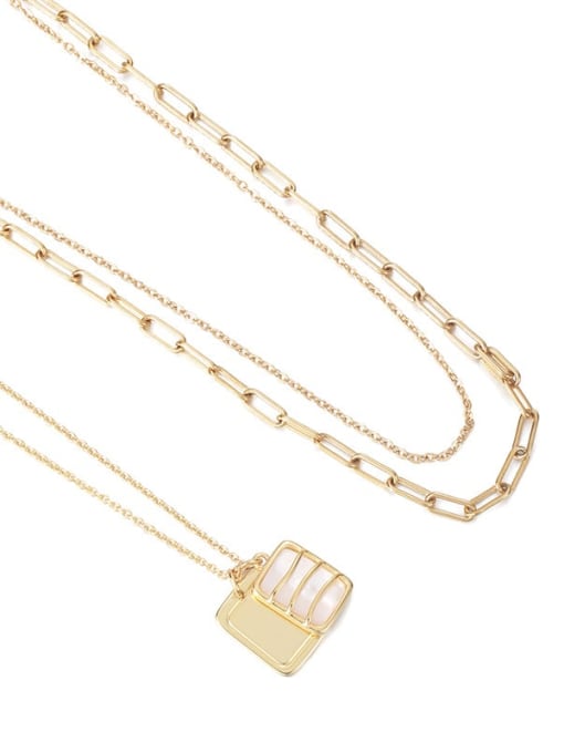 Five Color Brass Imitation Pearl Geometric Vintage Necklace