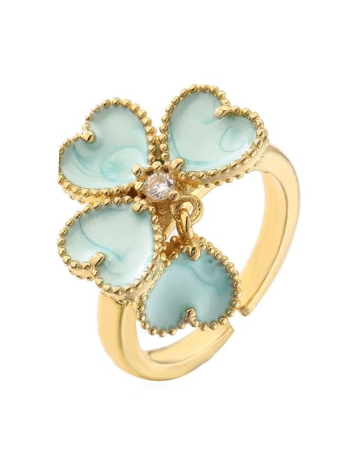 12507 Brass Enamel Flower Cute Band Ring