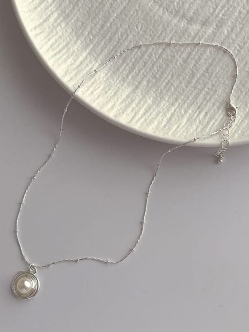 ZRUI Alloy Imitation Pearl Geometric Minimalist Necklace 0