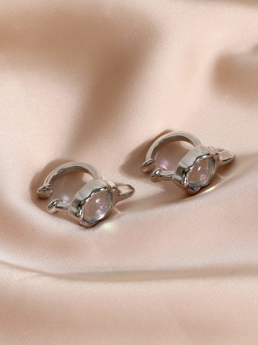 HYACINTH Brass Opal Geometric Vintage Clip Earring 3