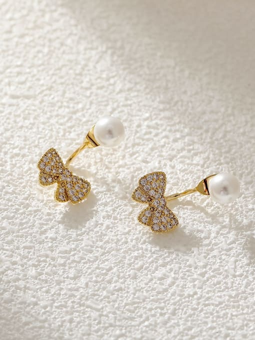 14k gold Brass Cubic Zirconia Butterfly Vintage Stud Earring