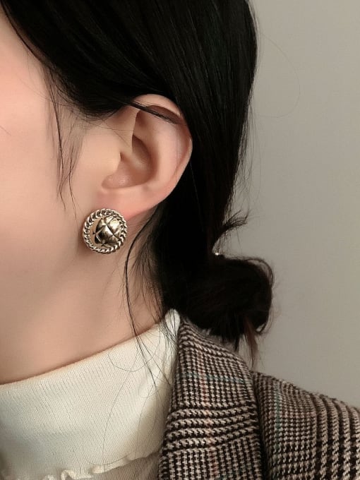 HYACINTH Copper smooth Round Minimalist Stud Trend Korean Fashion Earring 2