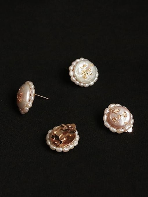 ACCA Brass Freshwater Pearl Flower Vintage Clip Earring 0