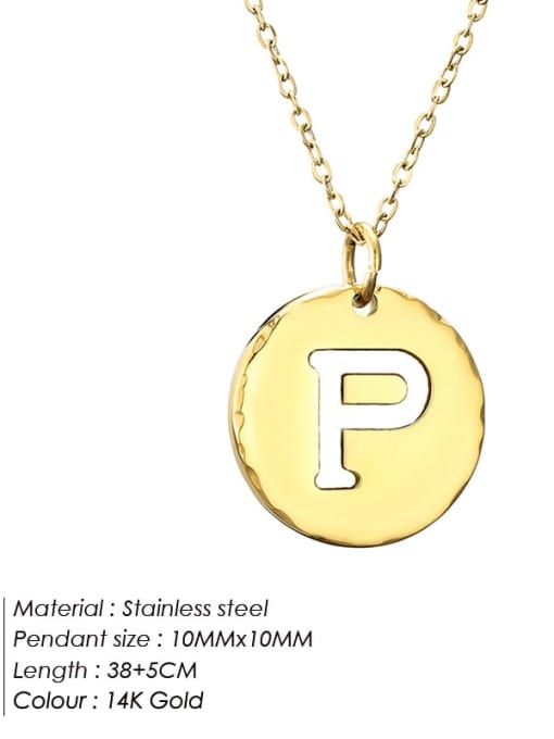P 14 K gold Stainless steel Letter Minimalist Necklace