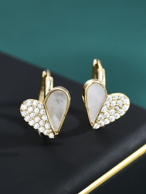 YOUH Brass Cubic Zirconia Heart Dainty Stud Earring 1