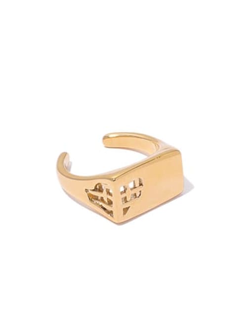 golden Brass Hollow Geometric Minimalist Band Ring