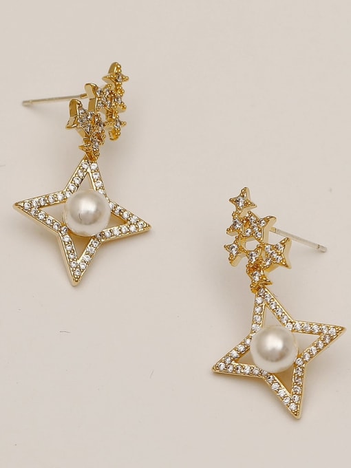 HYACINTH Brass Cubic Zirconia Star Vintage Drop Trend Korean Fashion Earring 0