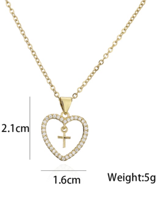 AOG Brass Cubic Zirconia  Minimalist Hollow Heart Pendant  Necklace 3