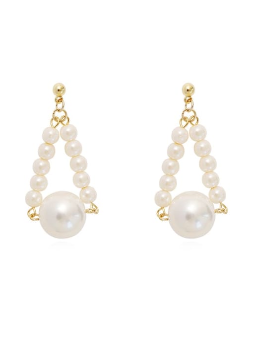 HYACINTH Copper Imitation Pearl Triangle Minimalist Drop Trend Korean Fashion Earring 0