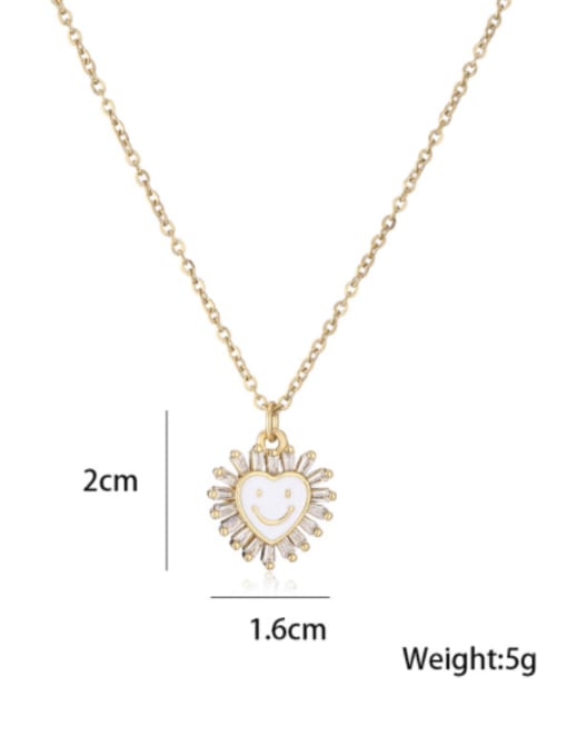 AOG Brass Cubic Zirconia Enamel Trend Heart Smiley  Pendant Necklace 3