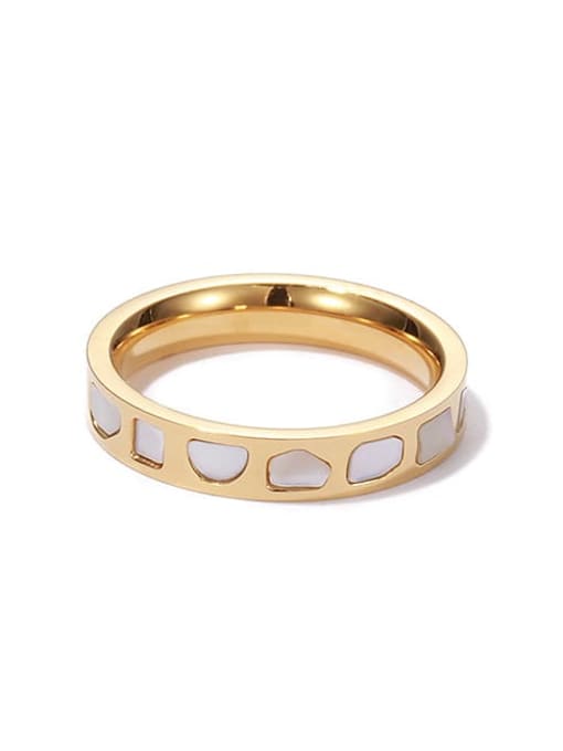 Gold round ring Titanium Steel Shell Irregular Minimalist Band Ring