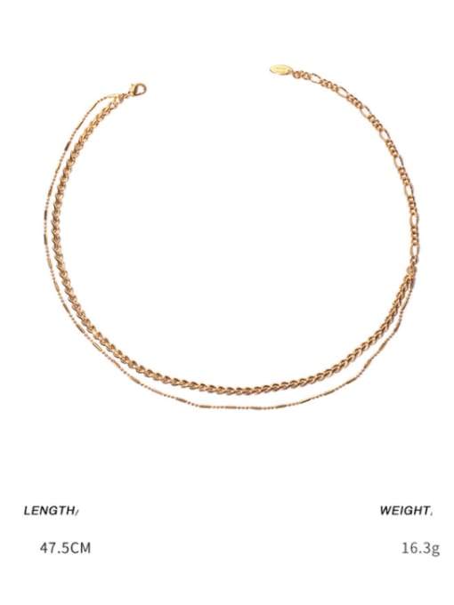 golden Brass Geometric Hip Hop Multi Strand Necklace
