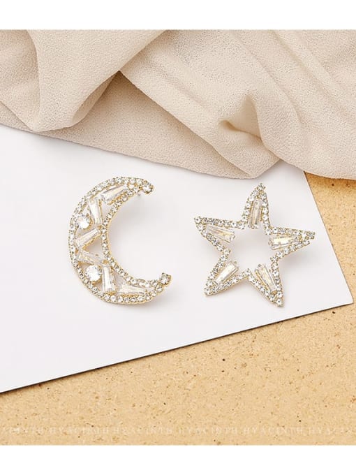 HYACINTH Copper Cubic Zirconia Star Moon Dainty Stud Trend Korean Fashion Earring 2