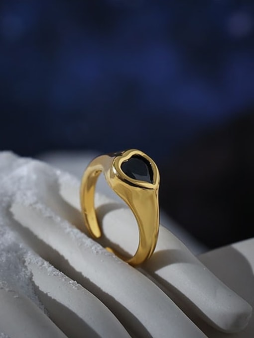 ACCA Brass Acrylic Heart Vintage Band Ring 3
