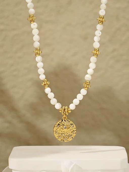 ACCA Brass Imitation Pearl Geometric Minimalist Necklace 3
