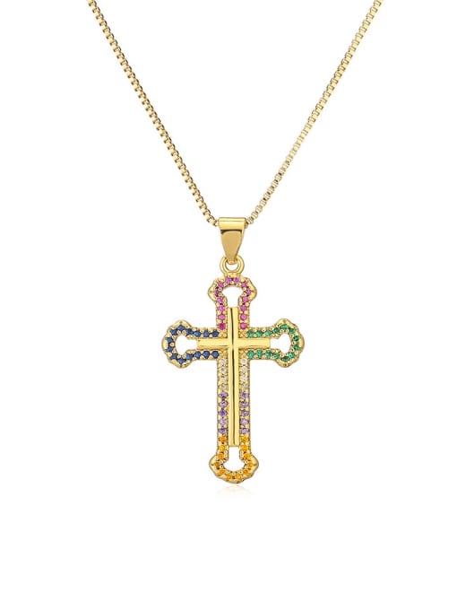 AOG Brass Cubic Zirconia Cross Hip Hop Regligious Necklace 1
