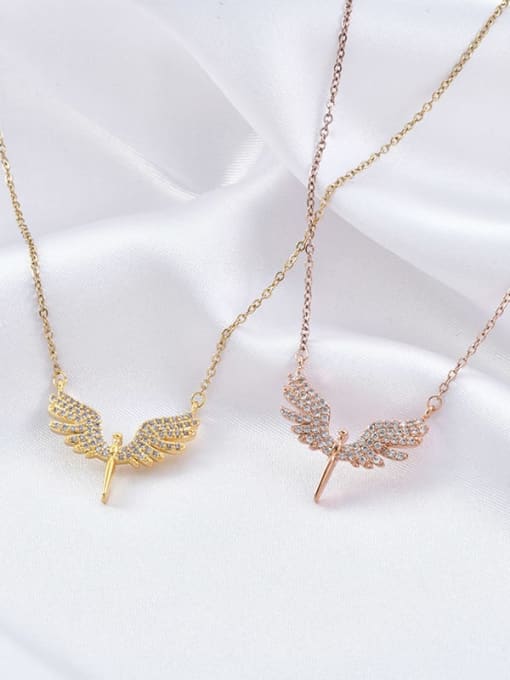 YOUH Brass Cubic Zirconia Wing Dainty Necklace 2
