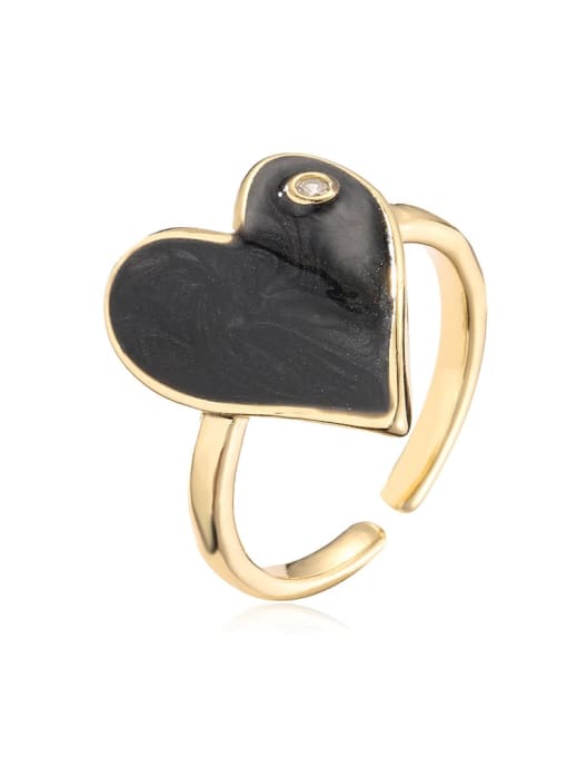 12541 Brass Enamel Heart Minimalist Band Ring