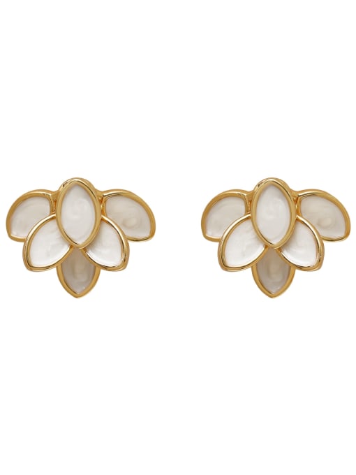 HYACINTH Brass Shell Flower Minimalist Stud Earring 2