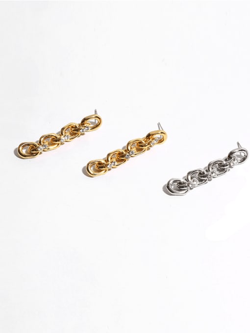 TINGS Brass Cubic Zirconia Geometric  Chain Vintage Drop Earring 2