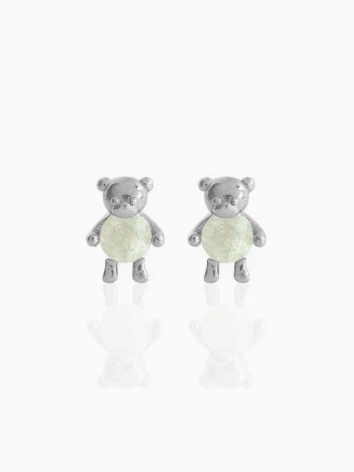 00083K Brass Cubic Zirconia Bear Cute Stud Earring