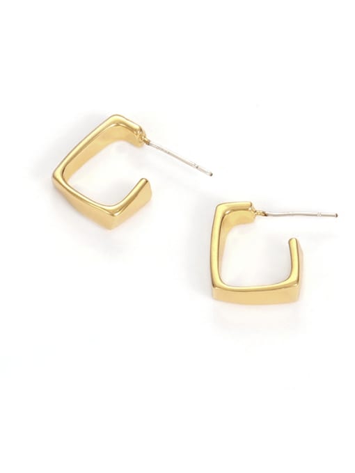 Square Earrings Brass Geometric Minimalist Huggie Earring