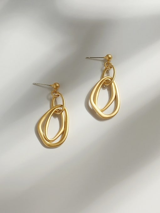 HYACINTH Copper Hollow Geometric Minimalist Drop Trend Korean Fashion Earring 3