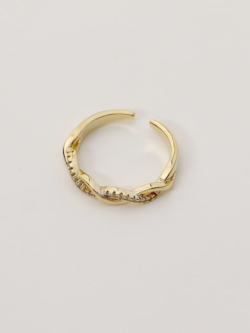 14k Gold Brass Cubic Zirconia Geometric Vintage Band Fashion Ring