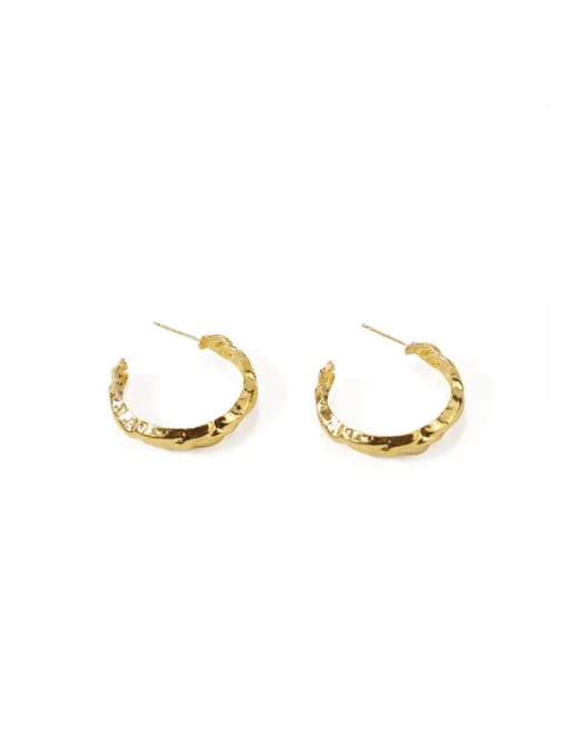 Small earrings Brass Geometric Vintage C-shaped folds Hoop Earring