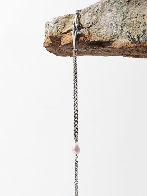 TINGS Brass Freshwater Pearl Geometric Minimalist Necklace 3