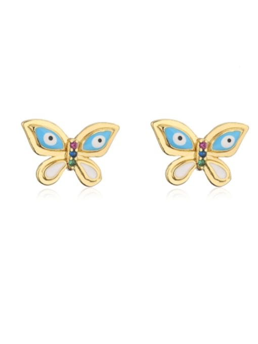 42122 Brass Enamel Butterfly Cute Stud Earring
