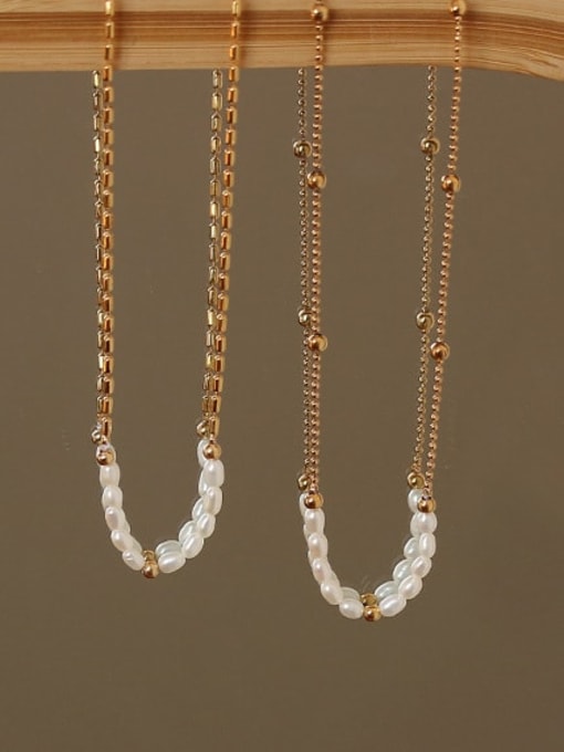 ACCA Brass Freshwater Pearl Irregular chain Minimalist Necklace 2