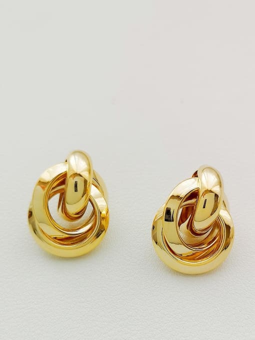 golden Copper Irregular Minimalist Stud Trend Korean Fashion Earring