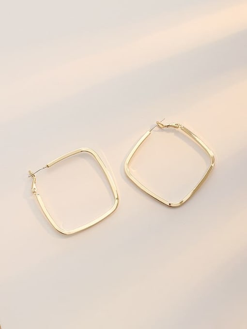 14K gold Copper Hollow Geometric Minimalist Stud Trend Korean Fashion Earring